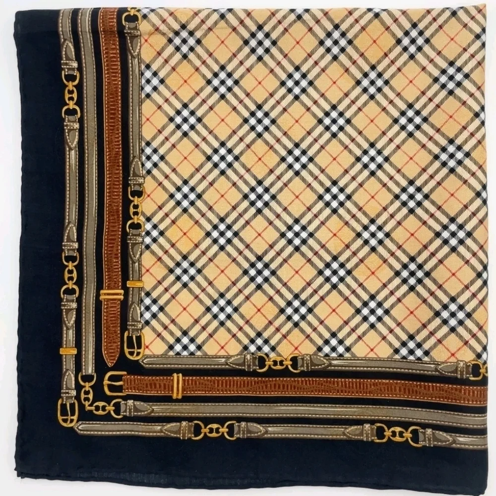 BURBERRYS Plaid and Chain Print Vintage Scarf